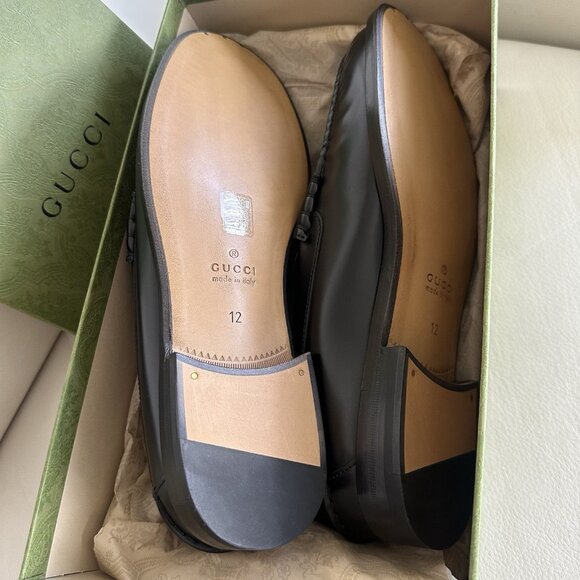 NEW GUCCI SUPREME TASSEL BLACK LEATHER & CANVAS MEN’S SHOES US 13 / 12 G $920 - Picture 8 of 10